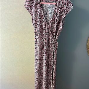 JCrew Pink leopard wrap midi size M